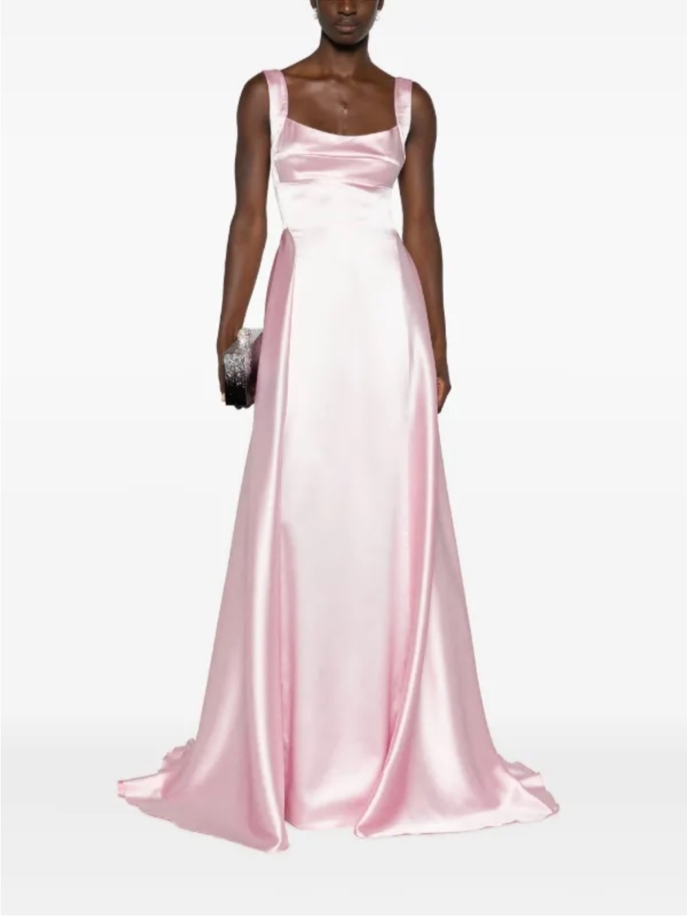 Pink Satin Maxi Dress